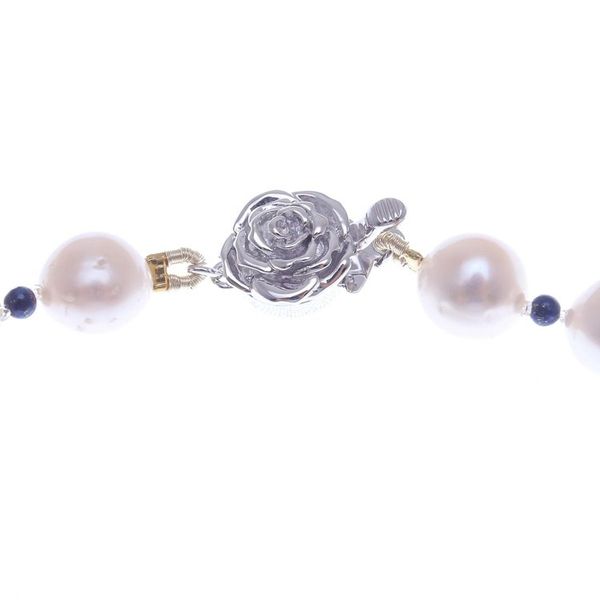 Alternate image for Handmade Cultured Pearl and Lapis Lazuli Beaded Necklace Sea Catch in Blue
