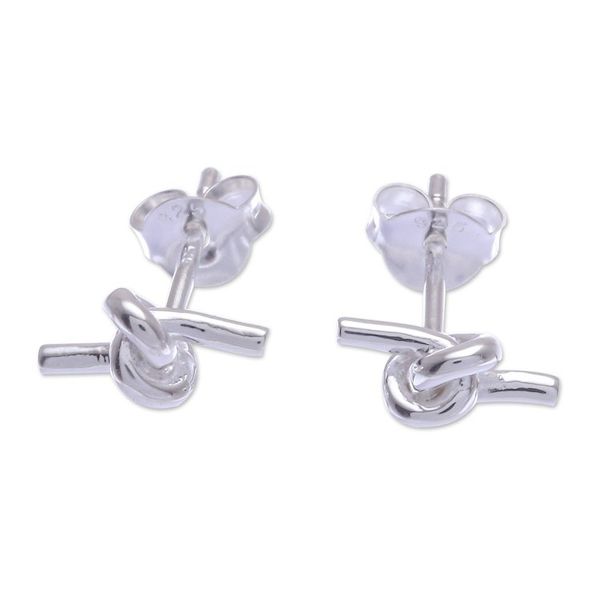 Alternate image for Artisan Crafted Sterling Silver Stud Earrings Set of 3 Subtle Charm