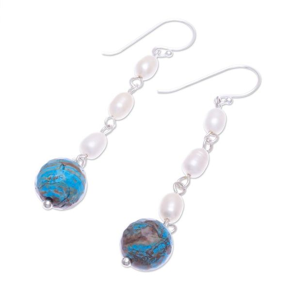 Alternate image for Cultured Freshwater Pearl and Jasper Dangle Earrings Sea Siren