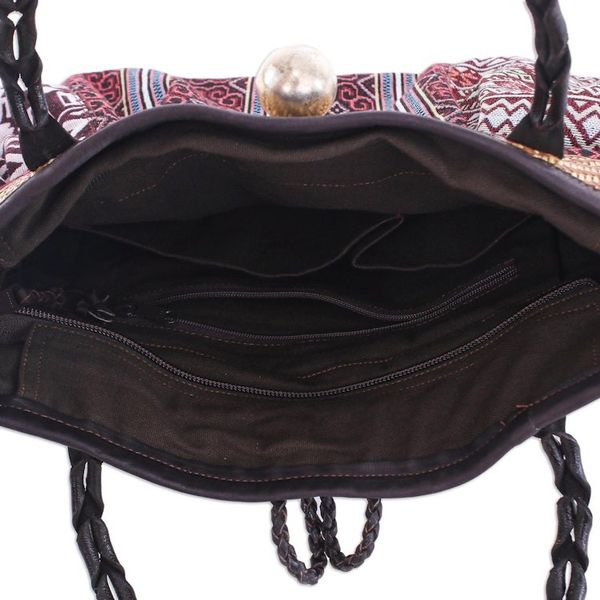 Alternate image for Cotton Blend Geometric-Motif Shoulder Bag Breathe Easy in Red