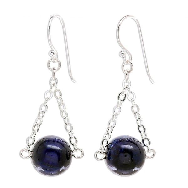 Alternate image for Tigers Eye and Sterling Silver Dangle Earrings Indigo Eyes