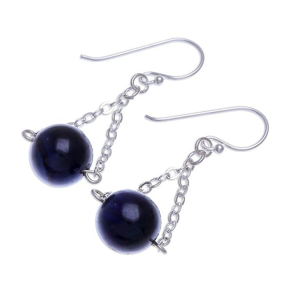 Alternate image for Tigers Eye and Sterling Silver Dangle Earrings Indigo Eyes