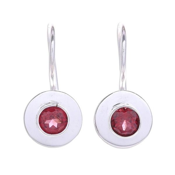 Alternate image for Artisan Crafted Garnet Drop Earrings Light at Night in Red