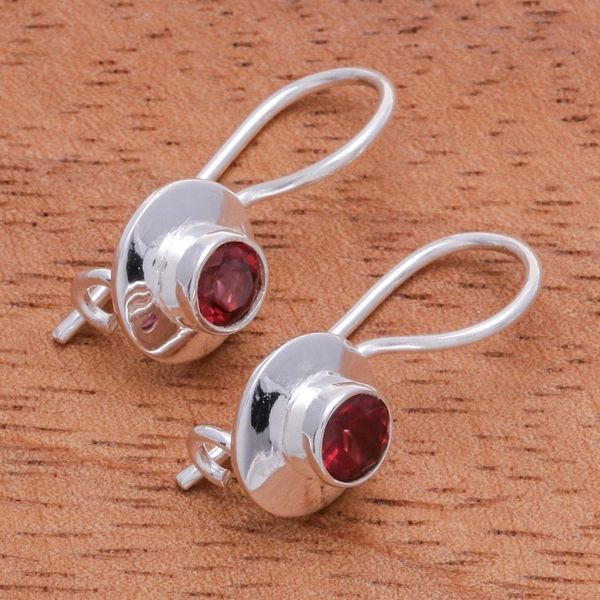 Alternate image for Artisan Crafted Garnet Drop Earrings Light at Night in Red