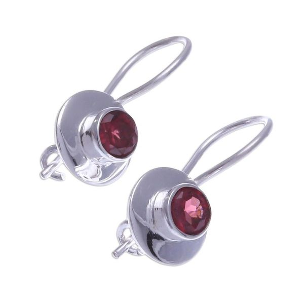Alternate image for Artisan Crafted Garnet Drop Earrings Light at Night in Red
