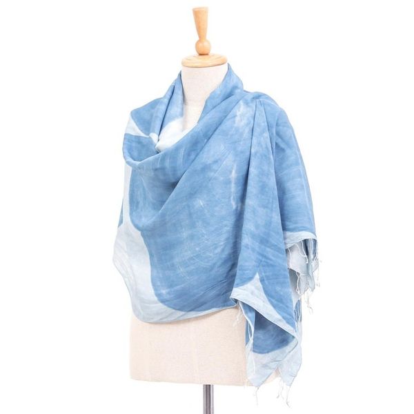 Alternate image for Hand-Painted Flower-Motif Silk Shawl Lanna Flower
