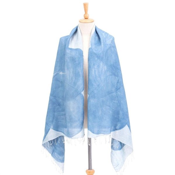 Alternate image for Hand-Painted Flower-Motif Silk Shawl Lanna Flower