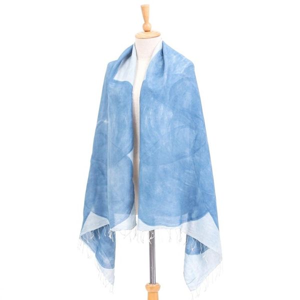 Alternate image for Hand-Painted Flower-Motif Silk Shawl Lanna Flower