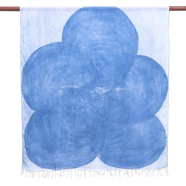 Alternate image for Hand-Painted Flower-Motif Silk Shawl Lanna Flower