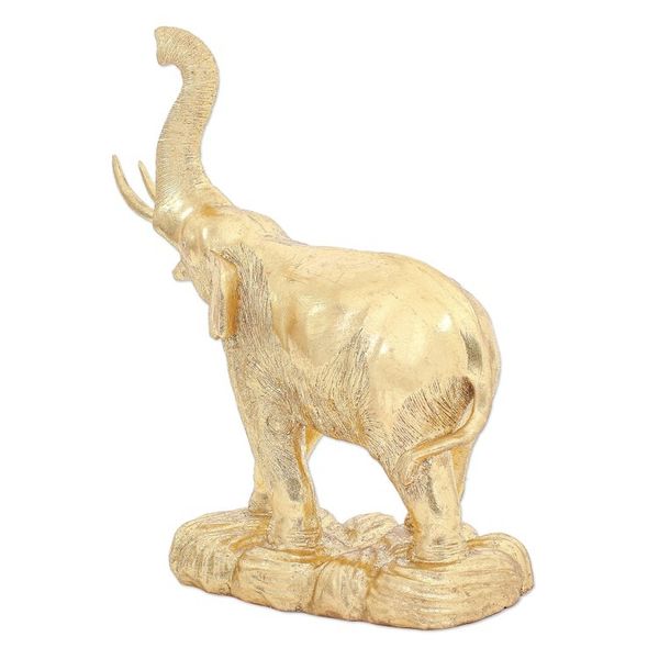 Alternate image for Thai Gold Foil and Wood Elephant Sculpture Thai Trunk