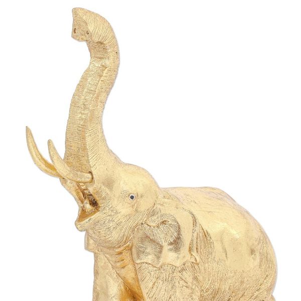 Alternate image for Thai Gold Foil and Wood Elephant Sculpture Thai Trunk