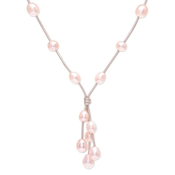 Alternate image for Hand Made Cultured Pearl Pendant Necklace Pearl Crush in Peach