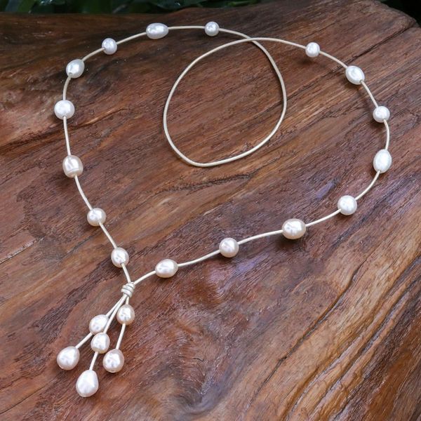 Alternate image for Hand Made Cultured Pearl Pendant Necklace Pearl Crush in Peach