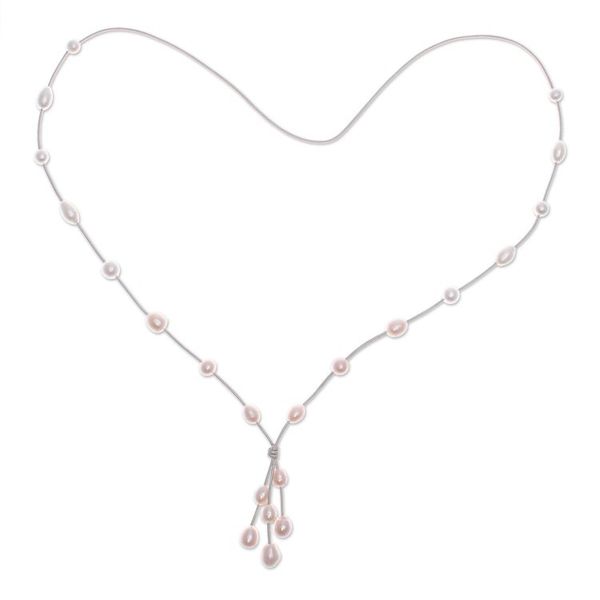 Alternate image for Hand Made Cultured Pearl Pendant Necklace Pearl Crush in Peach