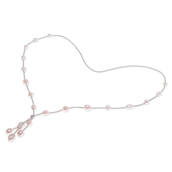 Alternate image for Hand Made Cultured Pearl Pendant Necklace Pearl Crush in Peach