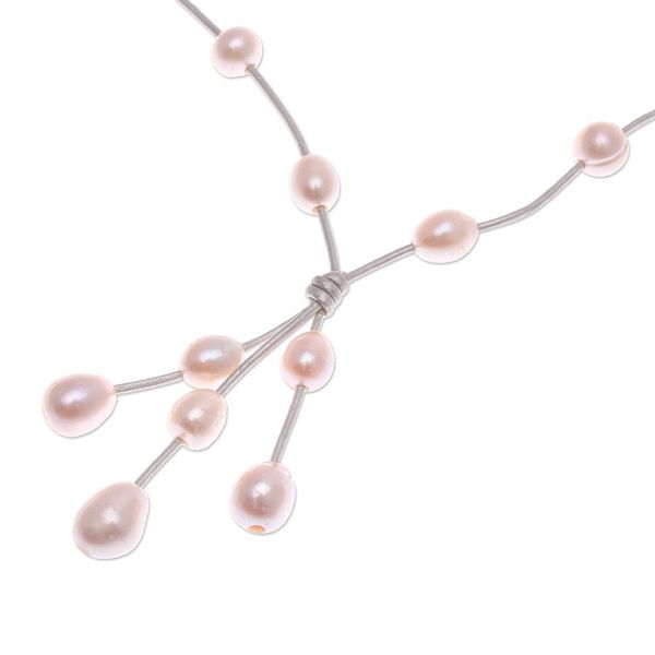 Alternate image for Hand Made Cultured Pearl Pendant Necklace Pearl Crush in Peach