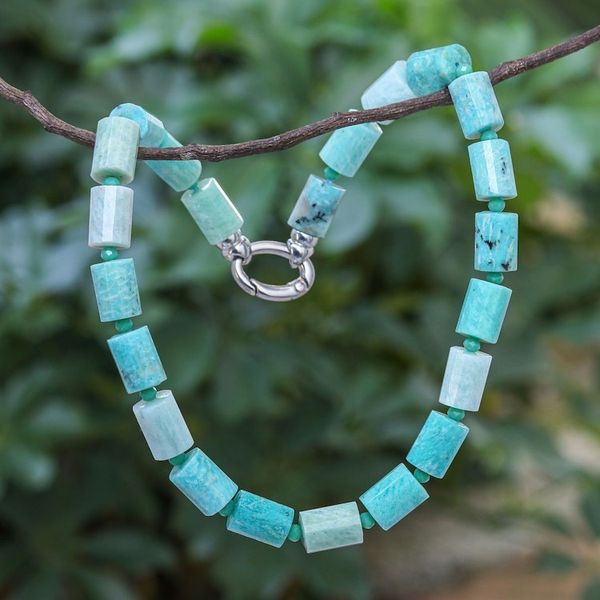 Alternate image for Handcrafted Amazonite Bead Necklace Aqua Sea