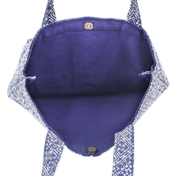 Alternate image for Hmong Cotton Tote Bag with Zippered Patch Pocket Hmong Vibrancy