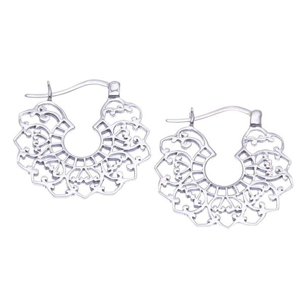 Alternate image for Hand Crafted Sterling Silver Hoop Earrings Eternal Life