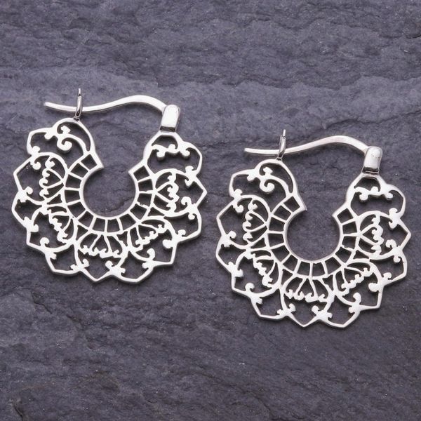 Alternate image for Hand Crafted Sterling Silver Hoop Earrings Eternal Life