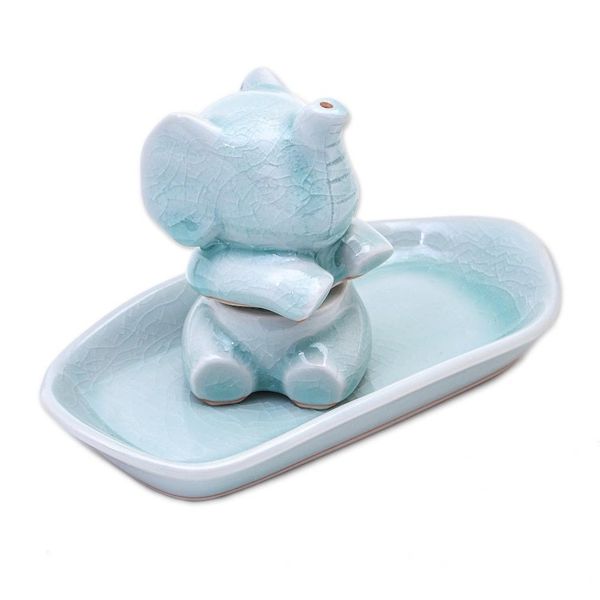 Alternate image for Celadon Elephant Salt and Pepper Set in Aqua 3 Pieces Magic Elephant in Aqua