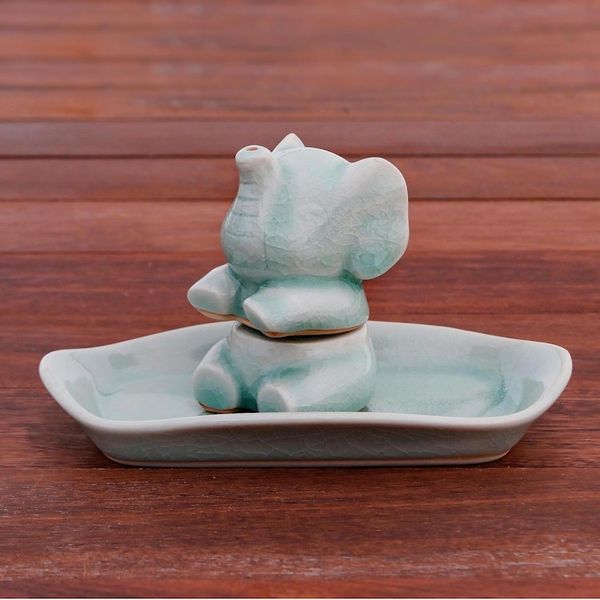 Alternate image for Celadon Elephant Salt and Pepper Set in Aqua 3 Pieces Magic Elephant in Aqua