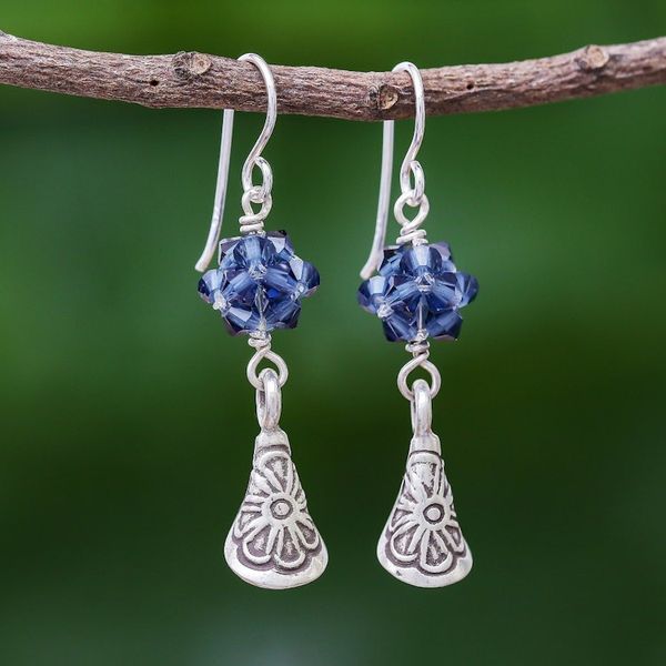 Alternate image for Indigo Blue Bead and 950 Silver Earrings Karen Sparkle in Indigo