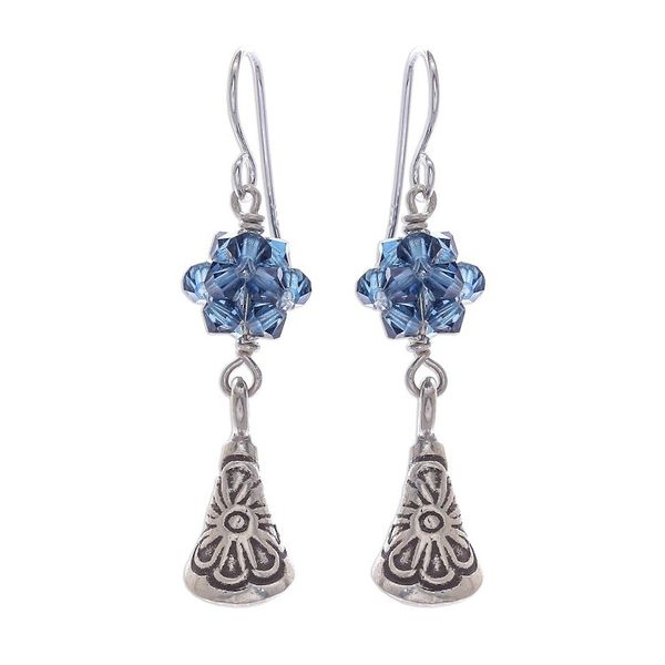 Alternate image for Indigo Blue Bead and 950 Silver Earrings Karen Sparkle in Indigo