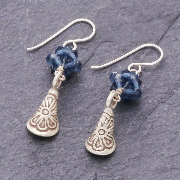 Alternate image for Indigo Blue Bead and 950 Silver Earrings Karen Sparkle in Indigo