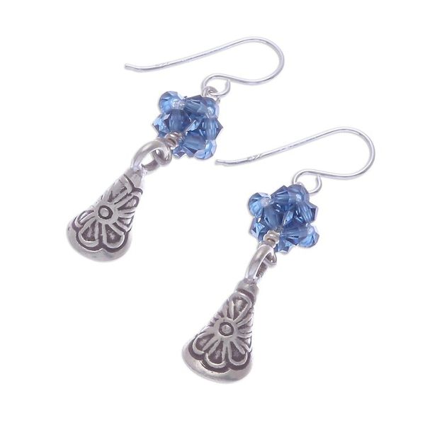 Alternate image for Indigo Blue Bead and 950 Silver Earrings Karen Sparkle in Indigo