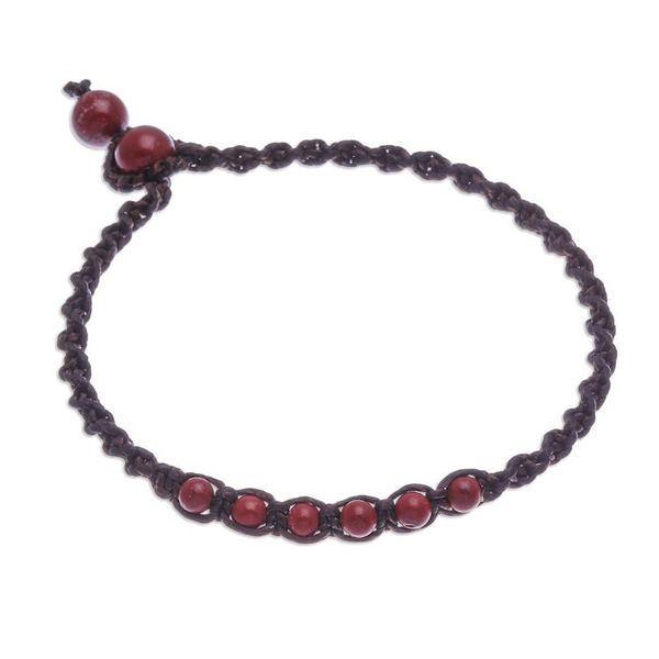 Alternate image for Red Jasper Beaded Macrame Ankle with Beaded Closure Thai Beach Chic in Red