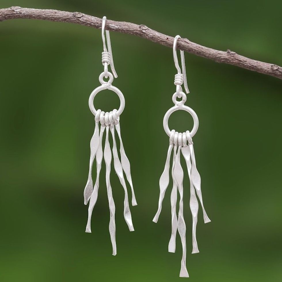 Unique Sterling Silver Dangle Earrings 'Wisp'