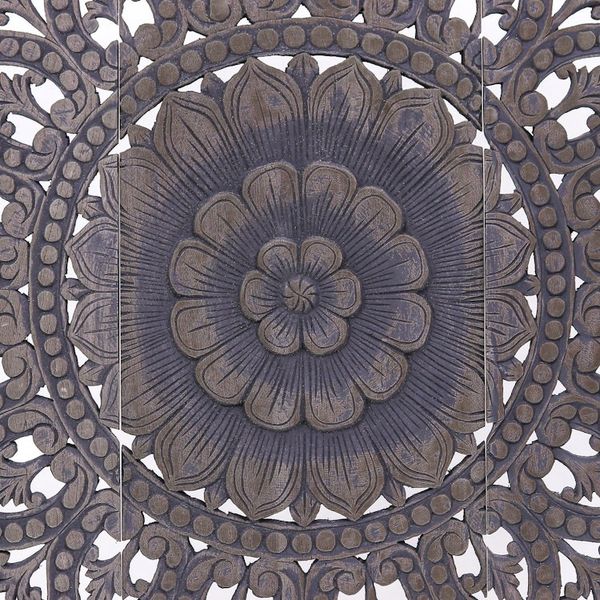 Alternate image for Handmade Reclaimed Teak Wood Relief Panels Set of 3 Unfolding Lotus