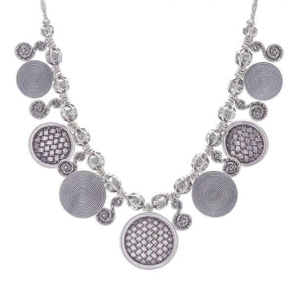 Alternate image for Hill Tribe Coin Link Silver Necklace Woven Coin