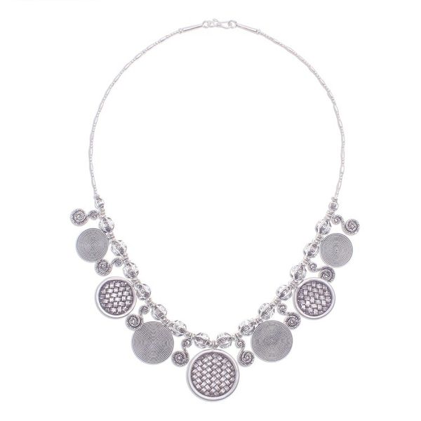 Alternate image for Hill Tribe Coin Link Silver Necklace Woven Coin