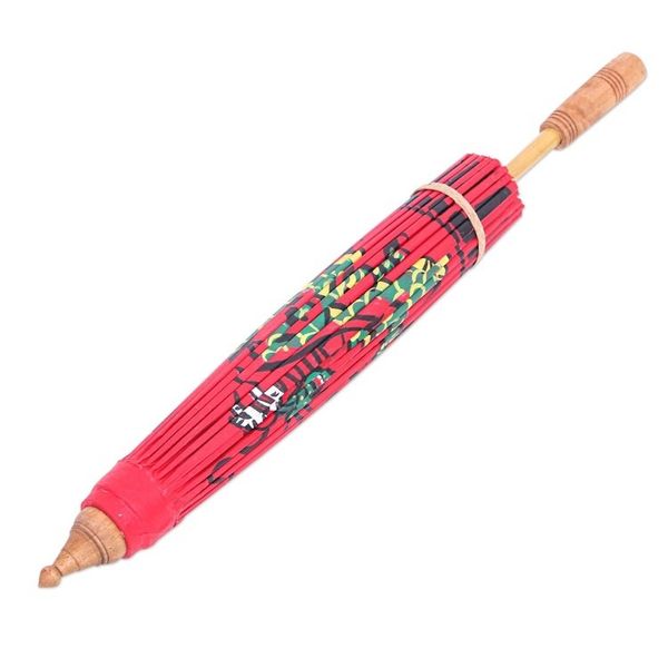 Alternate image for Hand-Painted Paper and Bamboo Dragon-Motif Parasol Lucky Dragon