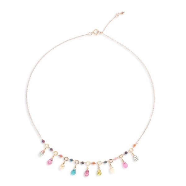 Alternate image for Natural Tourmaline 24k Gold Plated Waterfall Necklace Colorful Array