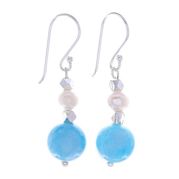 Alternate image for Hand Made Quartz and Freshwater Pearl Dangle Earrings Ocean Charm