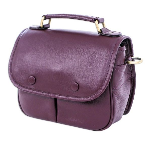 Alternate image for Hand Made Maroon Leather Sling Bag Vineyard Vacation