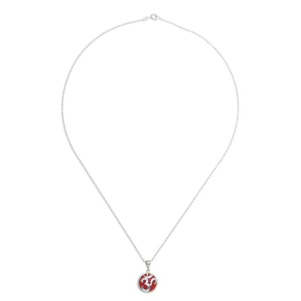 Alternate image for Carnelian and Sterling Silver Om Necklace The Spirit in Orange