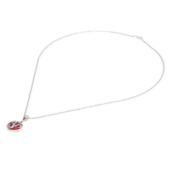 Alternate image for Carnelian and Sterling Silver Om Necklace The Spirit in Orange