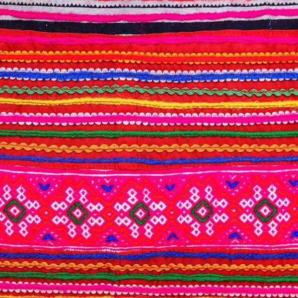 Alternate image for Hmong Cross-Stitch Cotton-Blend Tote Bag Pink Vacation