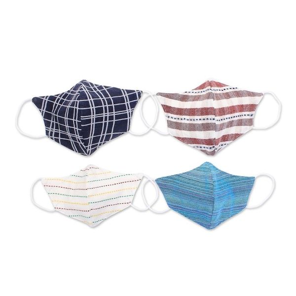 Alternate image for Cotton Handcrafted Thai Face Masks Set of 4--2 L 2 SM Weekend Casual