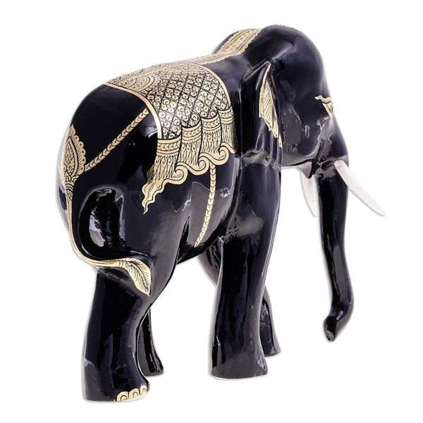 Alternate image for Hand-Painted Lacquerware Elephant Sculpture Elephant Treasure