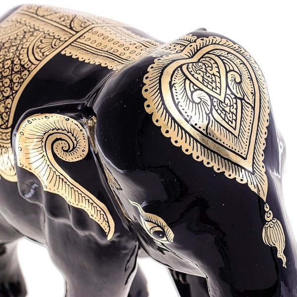 Alternate image for Hand-Painted Lacquerware Elephant Sculpture Elephant Treasure