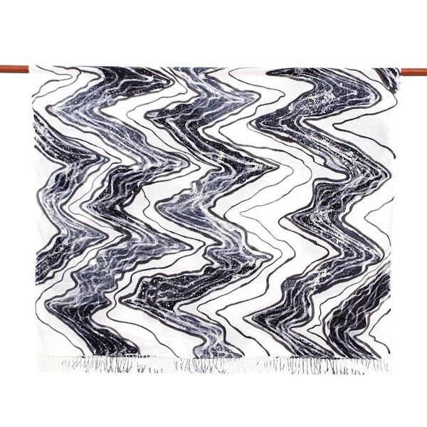 Alternate image for Batik Printed Cotton and Rayon Shawl White River