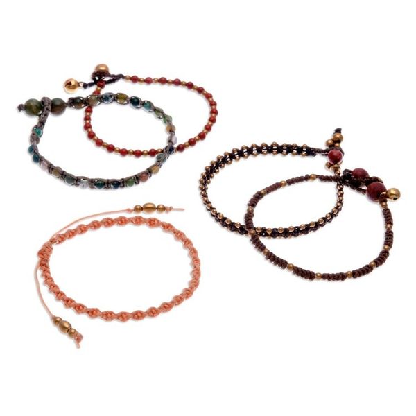 Alternate image for Jasper and Agate Beaded Macrame Bracelets Set of 5 Amazing Holiday