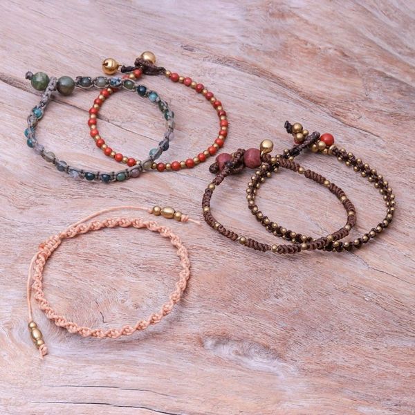 Alternate image for Jasper and Agate Beaded Macrame Bracelets Set of 5 Amazing Holiday