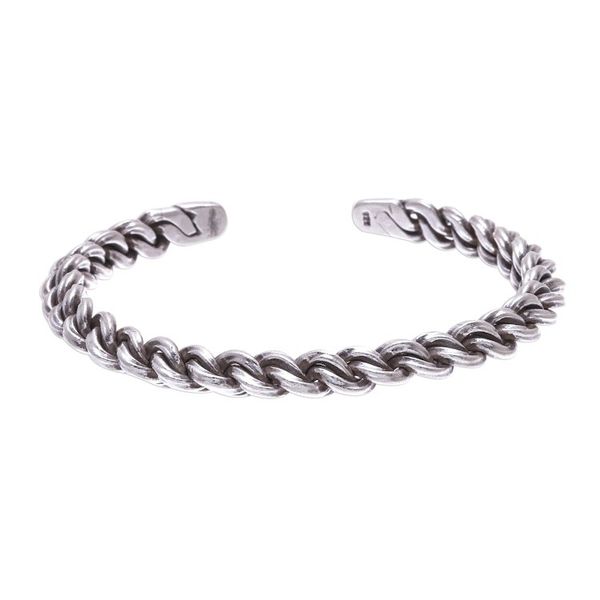 Alternate image for Sterling Silver Cuff Bracelet Linked Chain Motif Midnight Unity