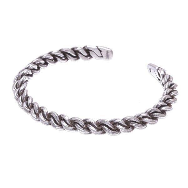 Alternate image for Sterling Silver Cuff Bracelet Linked Chain Motif Midnight Unity